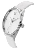 Calvin Klein Accent Silver Dial White Leather Strap Watch for Men - K2Y2X1KW