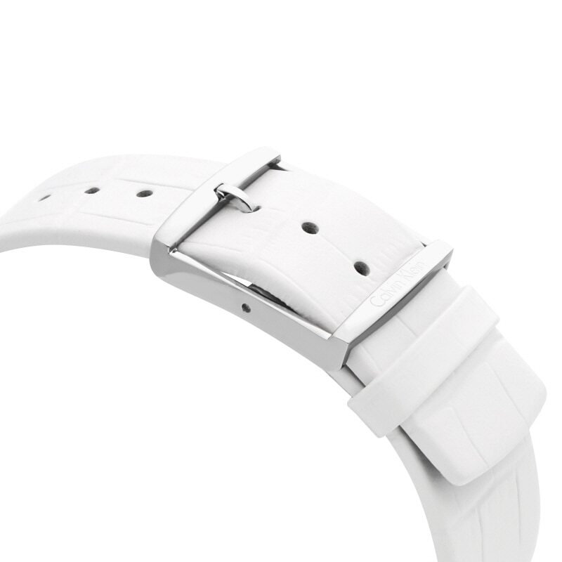 Calvin Klein Accent Silver Dial White Leather Strap Watch for Men - K2Y2X1KW