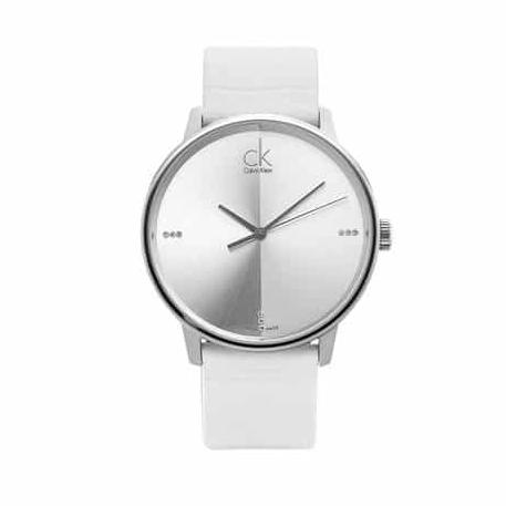 Calvin Klein Accent White Dial White Leather Strap Watch for Women - K2Y2Y1KW