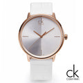 Calvin Klein Accent White Dial White Leather Strap Watch for Women - K2Y2X6K6