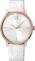 Calvin Klein Accent White Dial White Leather Strap Watch for Women - K2Y2Y6K6