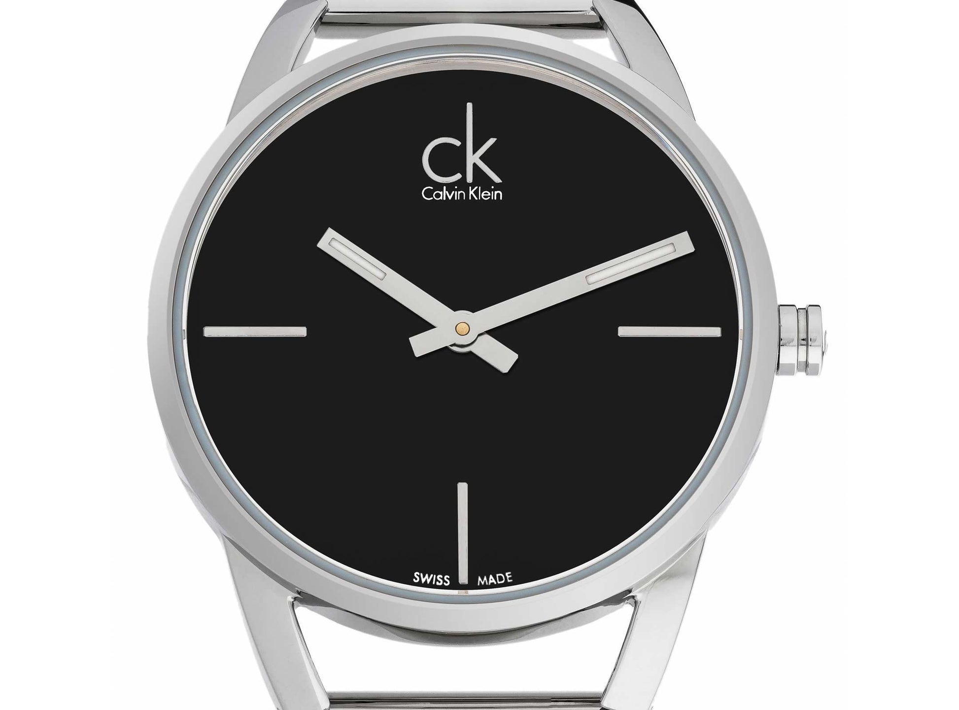 Calvin Klein Stately Black Dial Silver Steel Strap Watch for Women - K3G23121