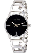 Calvin Klein Stately Black Dial Silver Steel Strap Watch for Women - K3G23121