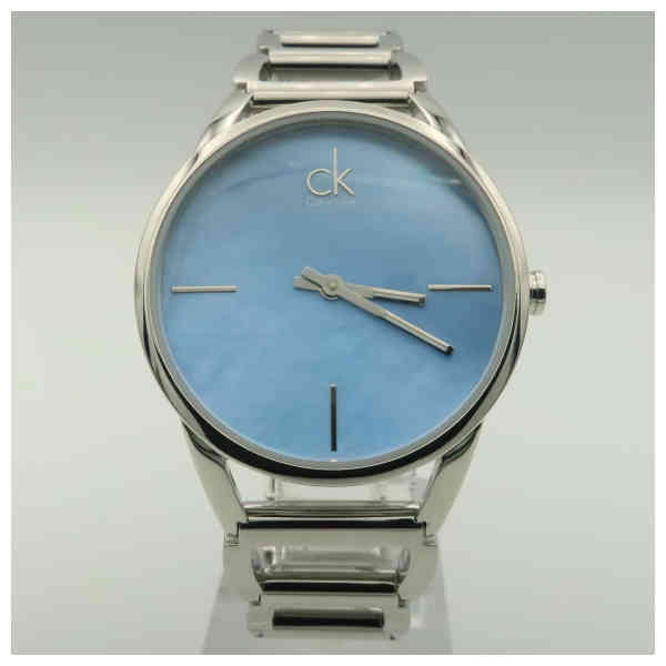 Calvin Klein Stately Mother of Pearl Blue Dial Silver Steel Strap Watch for Women - K3G2312N