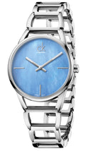 Calvin Klein Stately Mother of Pearl Blue Dial Silver Steel Strap Watch for Women - K3G2312N