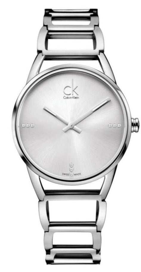 Calvin Klein Stately Silver Dial Silver Steel Strap Watch for Women - K3G2312W