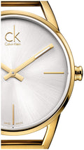 Calvin Klein Stately Silver Dial Gold Steel Strap Watch for Women - K3G23526