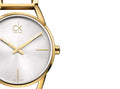 Calvin Klein Stately Silver Dial Gold Steel Strap Watch for Women - K3G23526