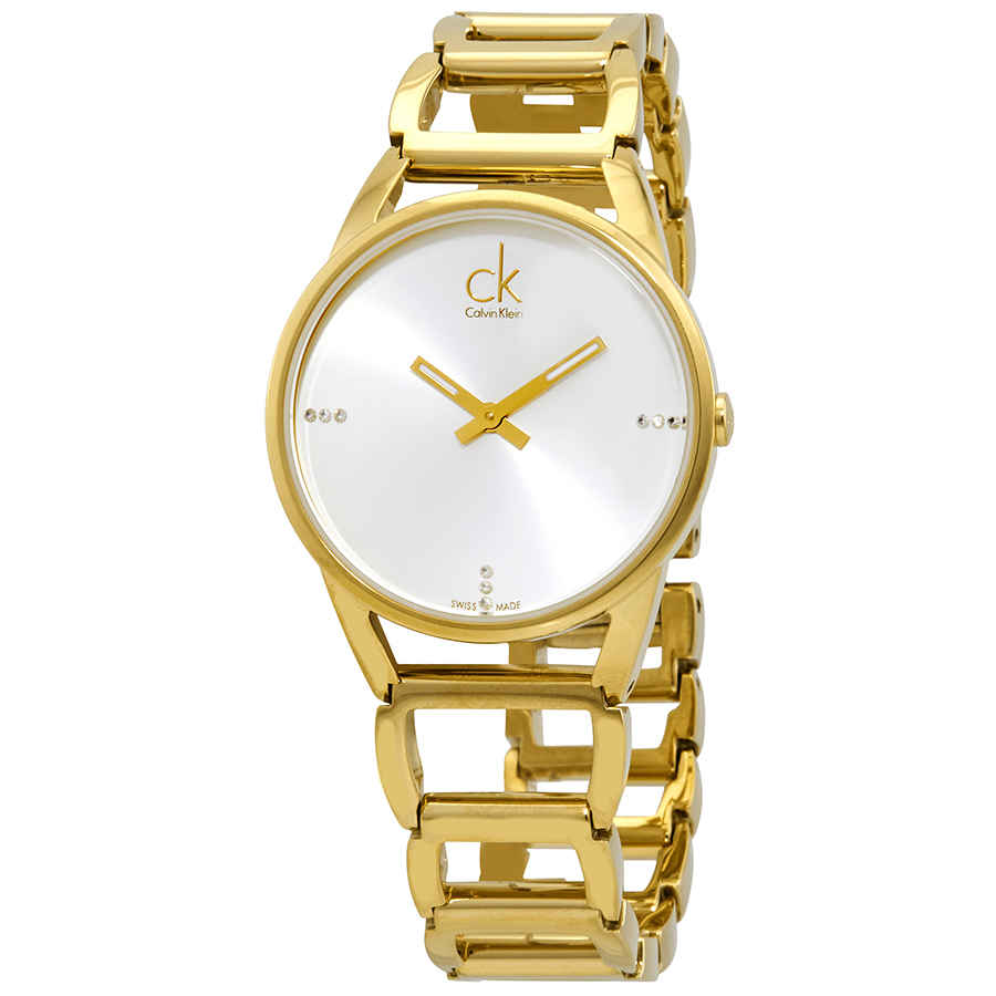 Calvin Klein Stately White Dial Gold Steel Strap Watch for Women - K3G2352W