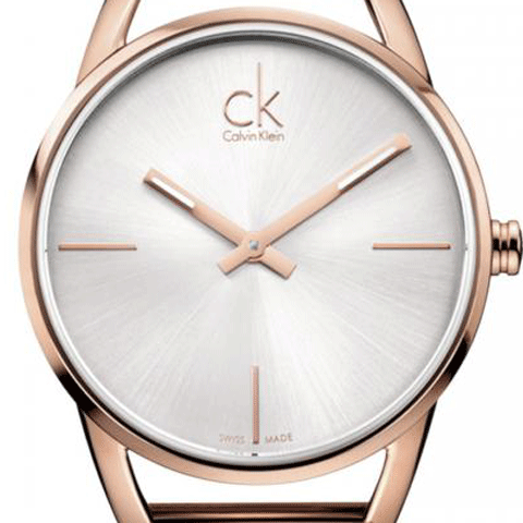 Calvin Klein Stately White Dial Rose Gold Steel Strap Watch for Women - K3G23626