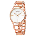 Calvin Klein Stately White Dial Rose Gold Steel Strap Watch for Women - K3G23626