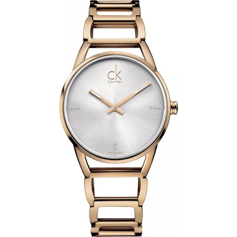 Calvin Klein Stately White Dial Gold Steel Strap Watch for Women - K3G2362W