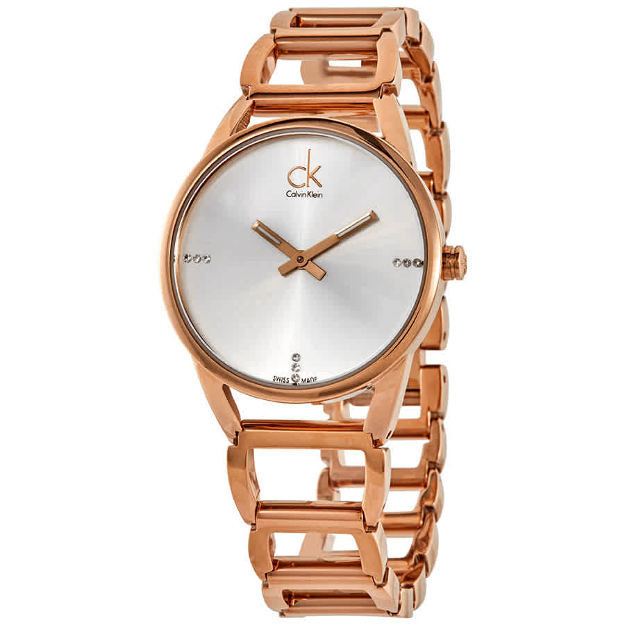 Calvin Klein Stately White Dial Gold Steel Strap Watch for Women - K3G2362W