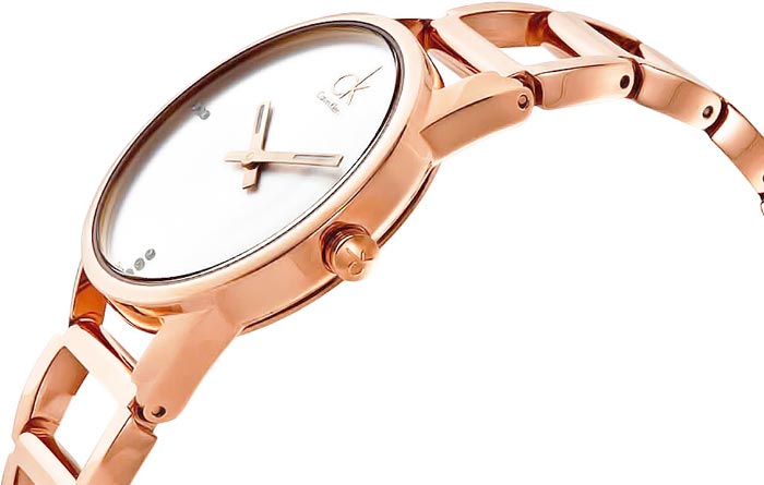 Calvin Klein Stately White Dial Gold Steel Strap Watch for Women - K3G2362W