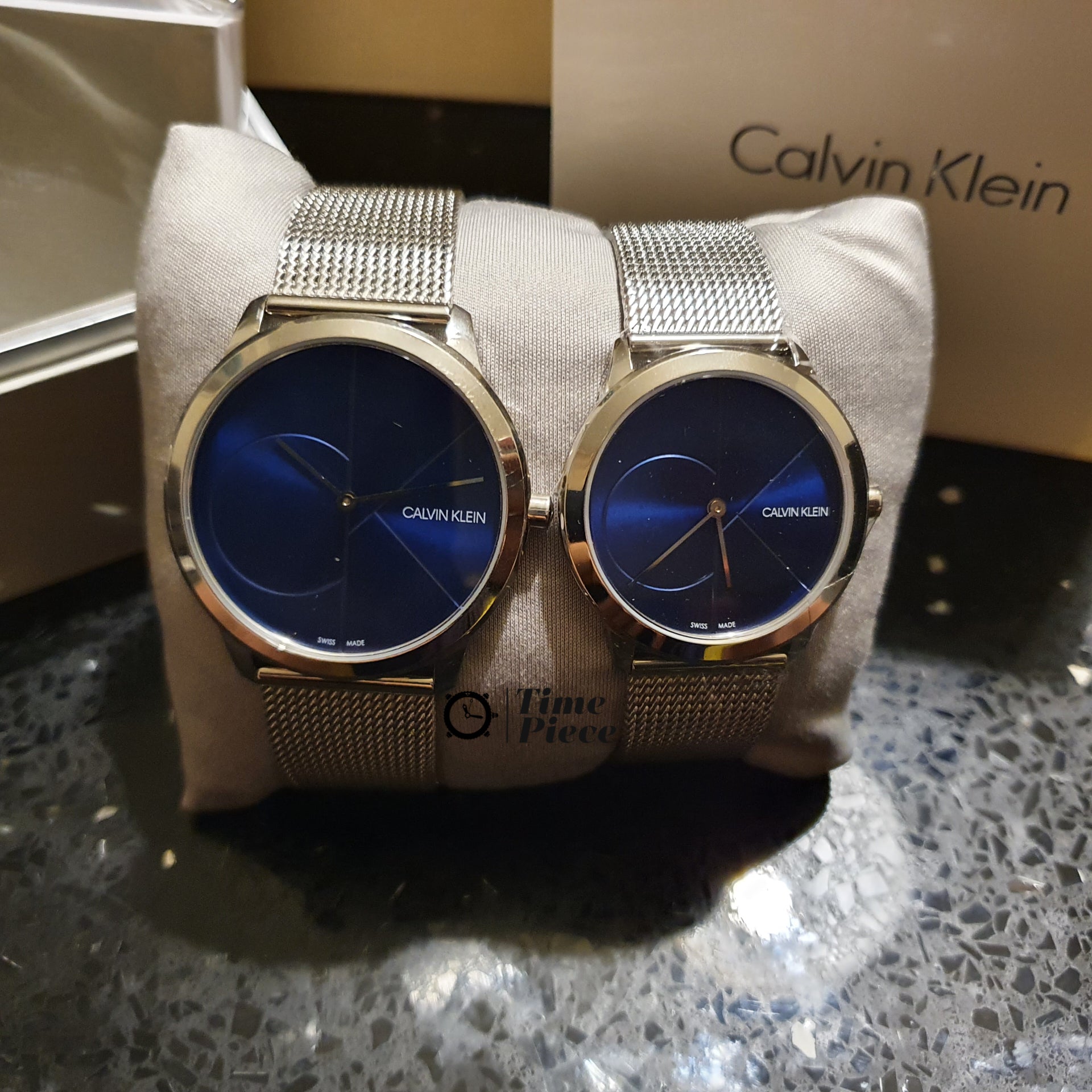 Calvin Klein Minimal Blue Dial Silver Mesh Bracelet Watch for Women - K3M2212N