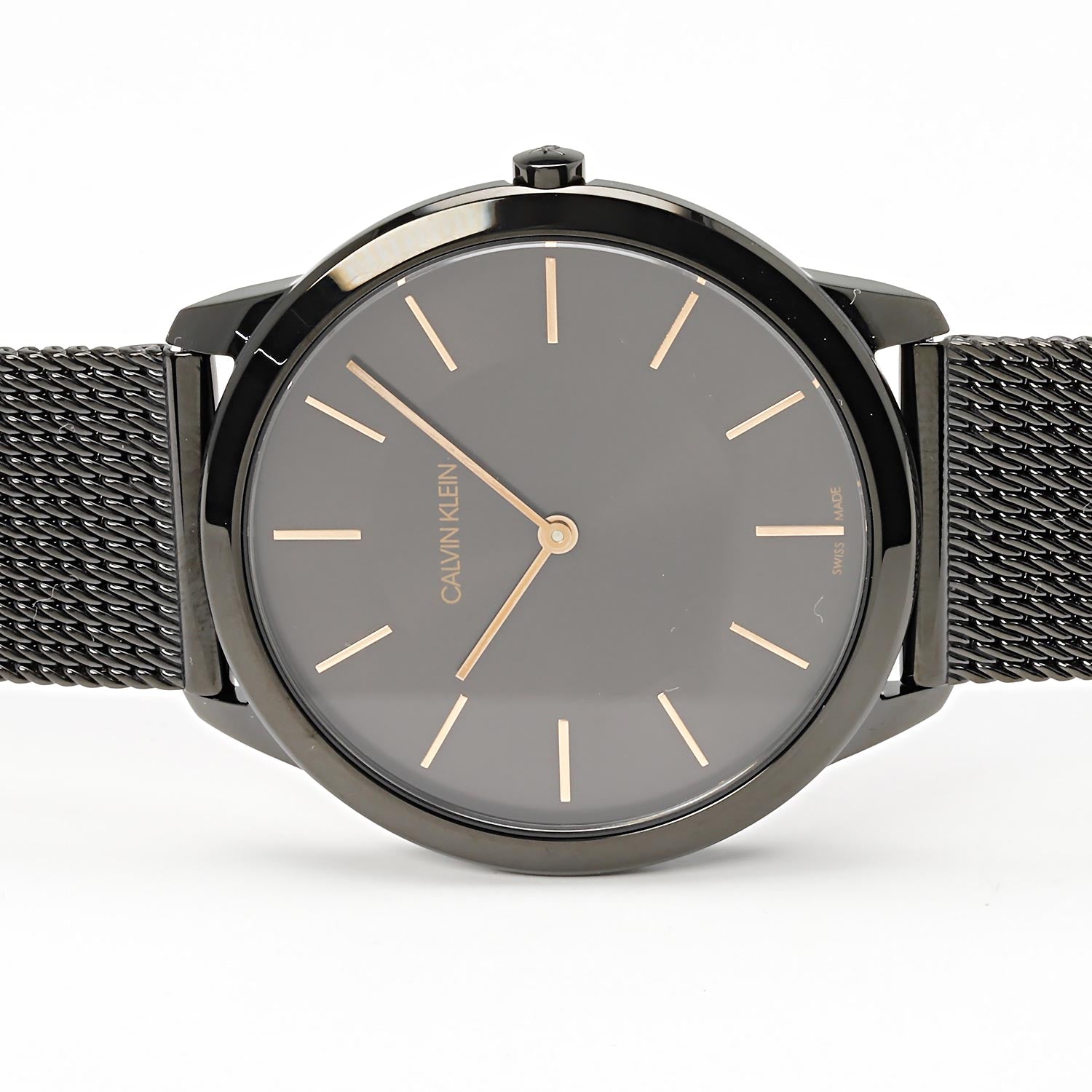 Calvin Klein Minimal Black Dial Black Mesh Bracelet Watch for Men - K3M21421