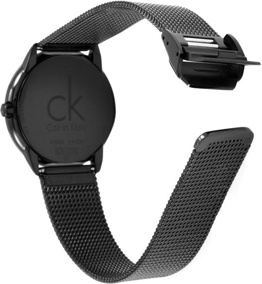 Calvin Klein Minimal Black Dial Black Mesh Bracelet Watch for Men - K3M224B1