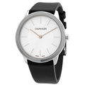 Calvin Klein Minimalist Silver Dial Black Leather Strap Watch for Men - K3M211C6