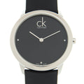 Calvin Klein Minimal Black Dial Black Leather Strap Watch for Men - K3M221CS