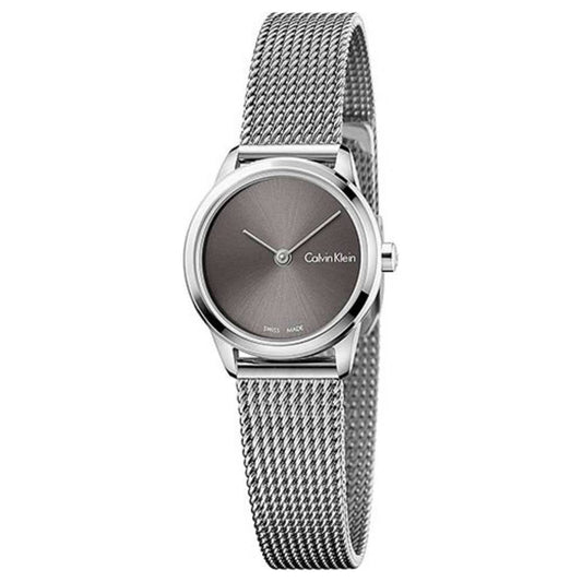 Calvin Klein Minimal Grey Dial Silver Mesh Bracelet Watch for Women - K3M221Y3