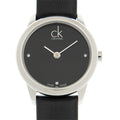 Calvin Klein Minimal Black Dial Black Leather Strap Watch for Women - K3M231CS