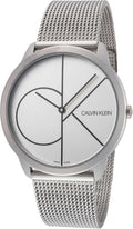 Calvin Klein Minimal White Dial Silver Mesh Bracelet Watch for Men - K3M5115X