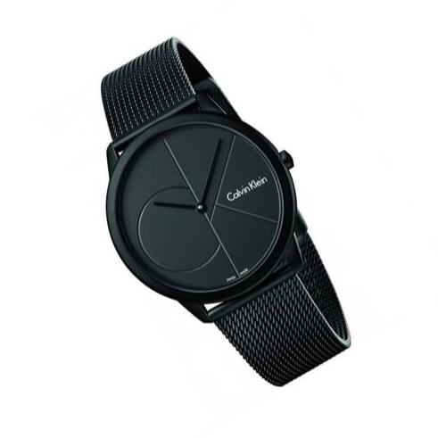 Calvin Klein Minimal Black Dial Black Mesh Bracelet Watch for Women - K3M524B1