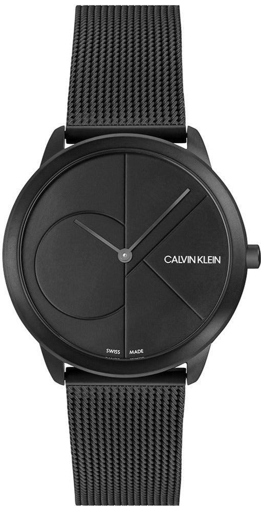 Calvin Klein Minimal Black Dial Black Mesh Bracelet Watch for Women - K3M524B1