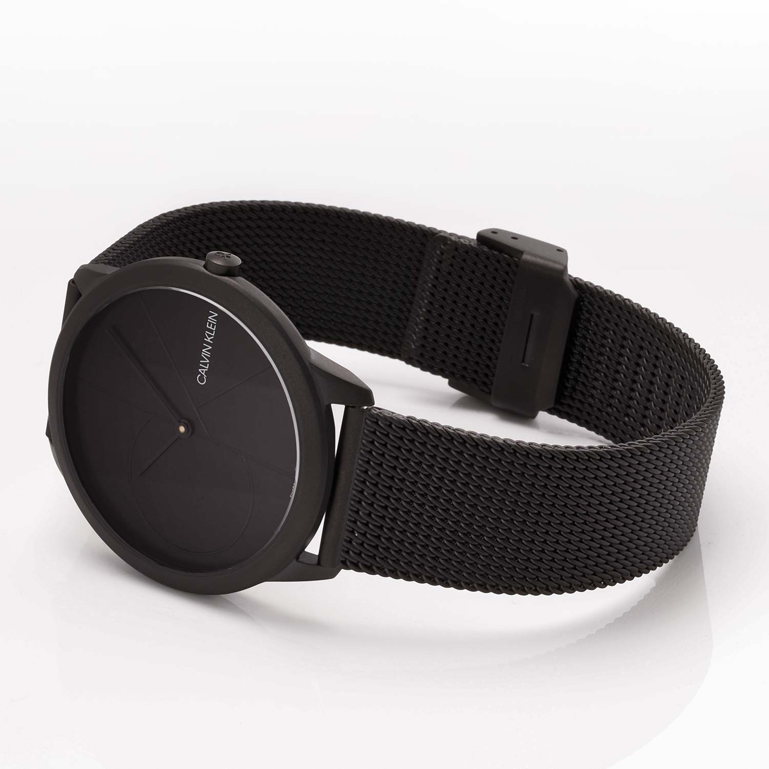 Calvin Klein Minimal Black Dial Black Mesh Bracelet Watch for Men - K3M514B1