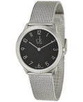 Calvin Klein Minimal Black Dial Silver Mesh Bracelet Watch for Women - K3M52151