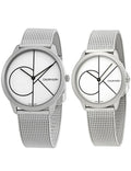 Calvin Klein Minimal White Dial Silver Mesh Bracelet Watch for Men - K3M5115X