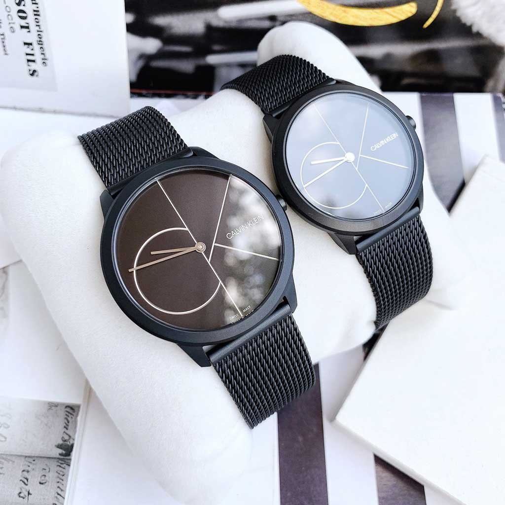 Calvin Klein Minimal Black Dial Black Mesh Bracelet Watch for Women - K3M5245X