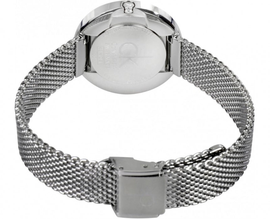 Calvin Klein Firm Black Dial Silver Mesh Bracelet Watch for Women - K3N23121