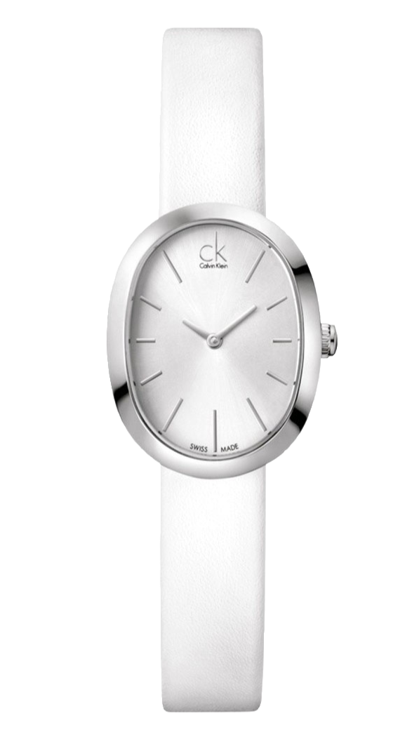 Calvin Klein Incentive White Dial White Leather Strap Watch for Women - K3P231L6