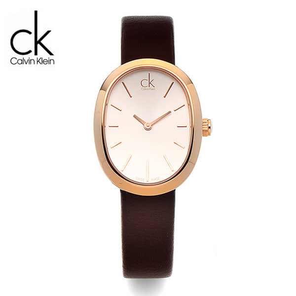 Calvin Klein Incentive White Dial Brown Leather Strap Watch for Women - K3P236G6