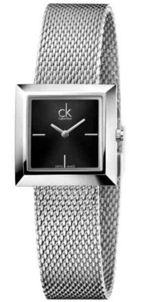 Calvin Klein Mark Black Dial Silver Mesh Bracelet Watch for Women - K3R23121