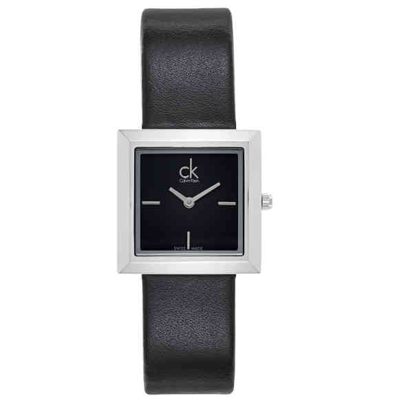 Calvin Klein Mark Black Dial Black Leather Strap Watch for Women - K3R231C1