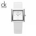 Calvin Klein Mark Silver Dial White Leather Strap Watch for Women - K3R231L6