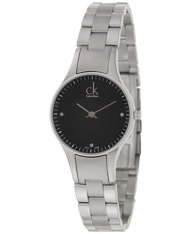 Calvin Klein Simplicity Black Dial Silver Steel Strap Watch for Women - K4323104