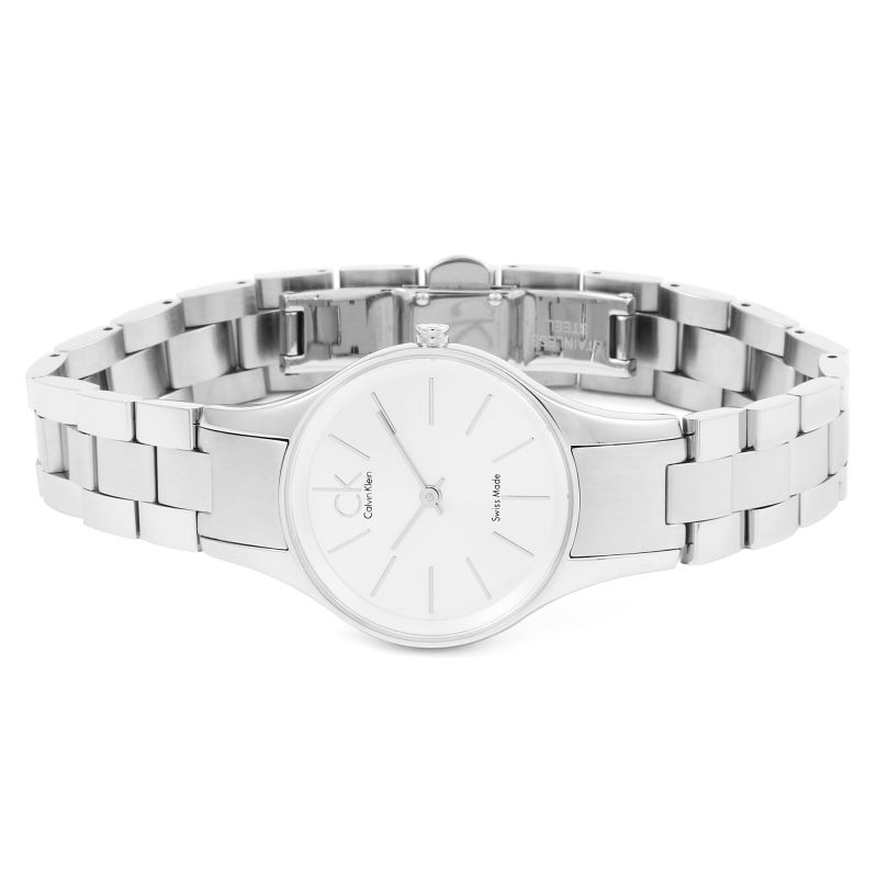 Calvin Klein Simplicity White Dial Silver Steel Strap Watch for Women - K4323185