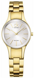 Calvin Klein Simplicity White Dial Gold Steel Strap Watch for Women - K4323212