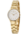 Calvin Klein Simplicity White Dial Gold Steel Strap Watch for Women - K4323212