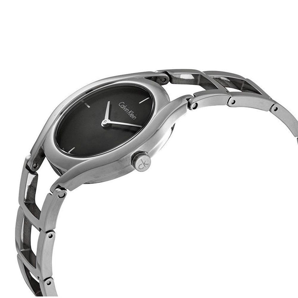 Calvin Klein Class Black Dial Silver Steel Strap Watch for Women - K6R23121