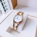 Calvin Klein Class White Dial Gold Steel Strap Watch for Women - K6R23526