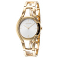 Calvin Klein Class White Dial Gold Steel Strap Watch for Women - K6R23526