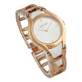 Calvin Klein Class White Dial Rose Gold Steel Strap Watch for Women - K6R23626