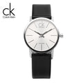 Calvin Klein Post Minimal Silver Dial Black Leather Strap Watch for Men - K7622185