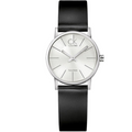 Calvin Klein Post Minimal Silver Dial Black Leather Strap Watch for Men - K7622185