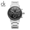 Calvin Klein Post Minimal Chronograph Black Dial Silver Steel Strap Watch for Men - K7627161