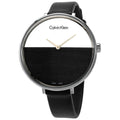 Calvin Klein Rise Grey Dial Black Leather Strap Watch for Women - K7A231C3